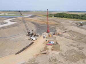 Wild Rice River Control Structure construction in 2020.